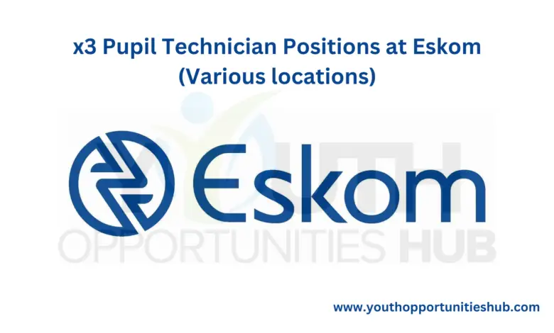 x3 Pupil Technician Positions at Eskom (Various locations)