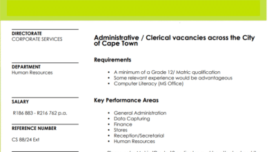 Administrative and Clerical vacancies across the City of Cape Town