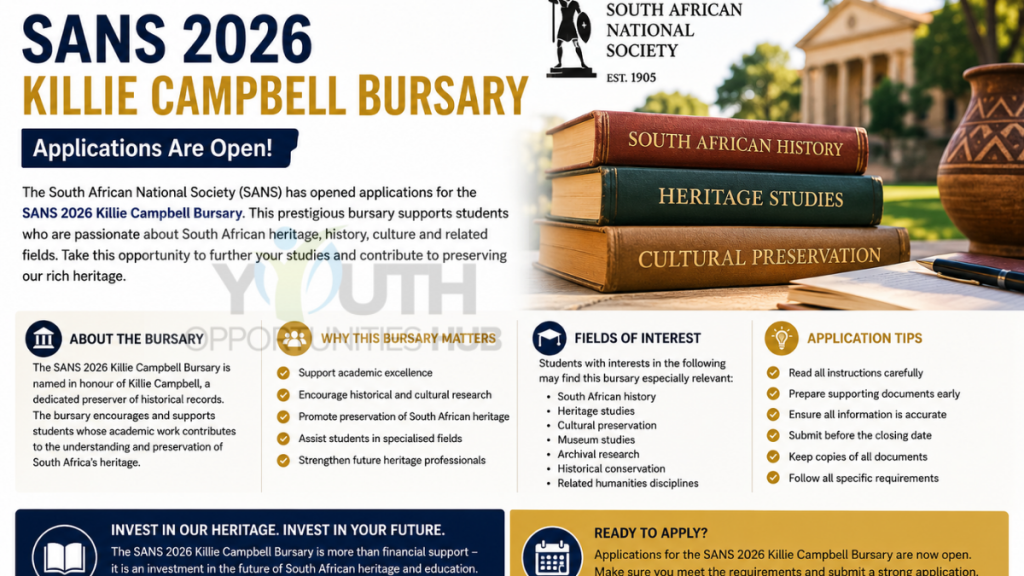 SANS 2026 Killie Campbell Bursary Opens for Applications in South Africa SANS 2026 Killie Campbell Bursary Opens for Applications in South Africa