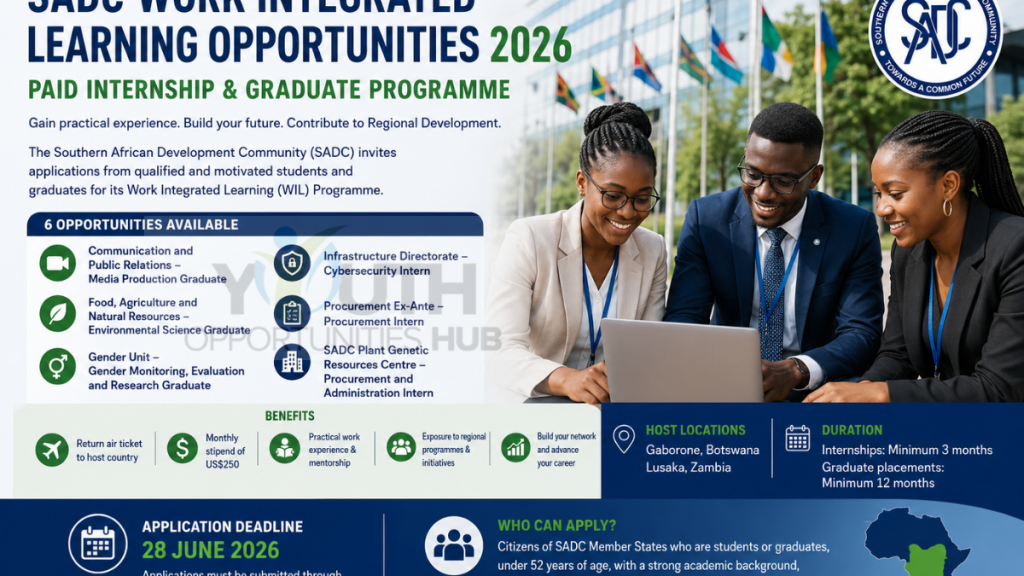 SADC Work Integrated Learning Opportunities 2026