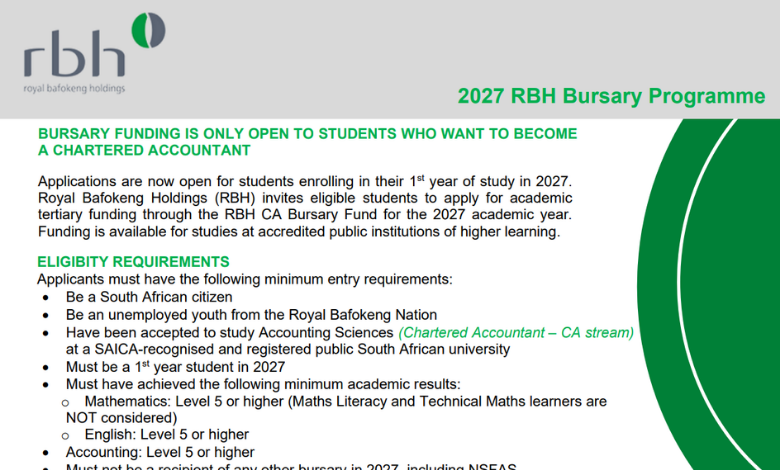 2027 RBH Bursary Programme 2027 RBH Bursary Programme