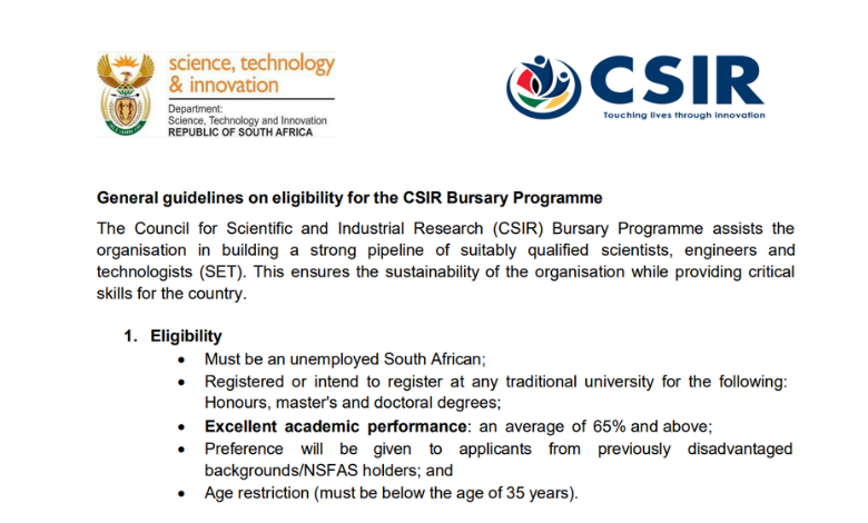 CSIR Bursary Programme 2027 CSIR Bursary Programme 2027