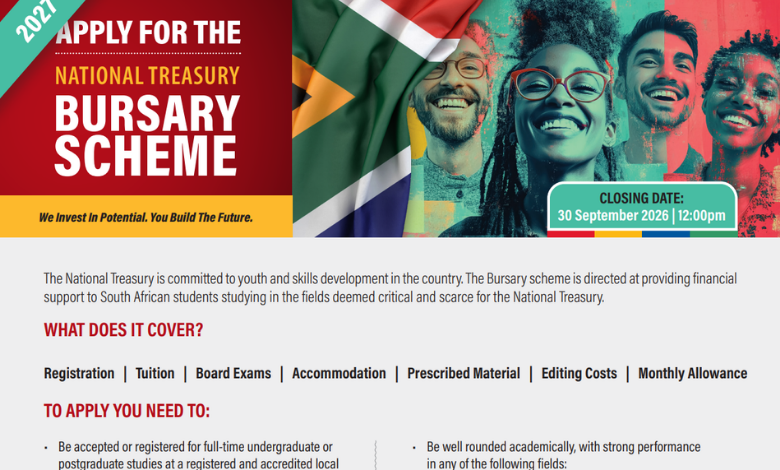 National Treasury Bursary 2027: Fully Funded Opportunity for Accounting, Economics, Finance and Law Students National Treasury Bursary 2027