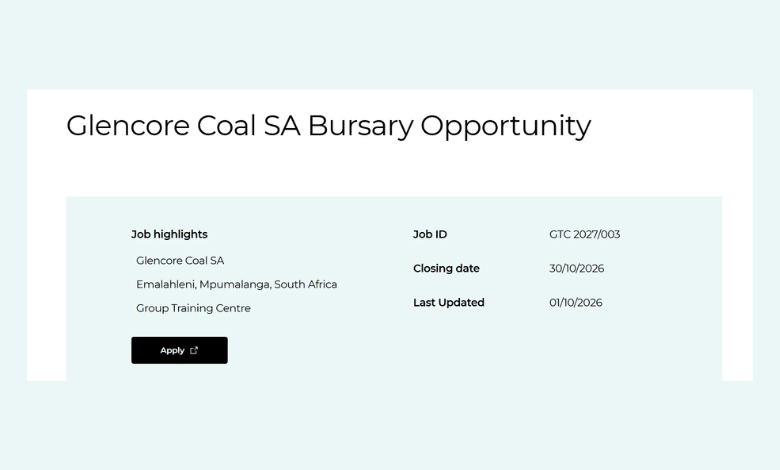 Glencore Coal SA Bursary Opportunity for South African Students
