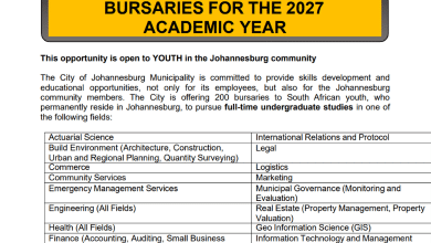 City of Johannesburg 2027 Bursary Programme: 200 Bursaries Available for Local Youth